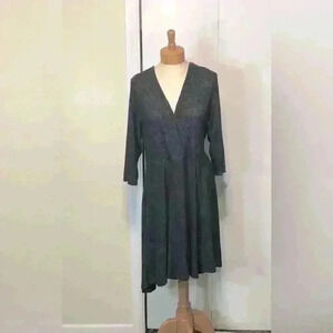 Torrid Super Soft Heather Gray High Lo Faux Wrap V Neck Dress 3/4 sleeves Size 1